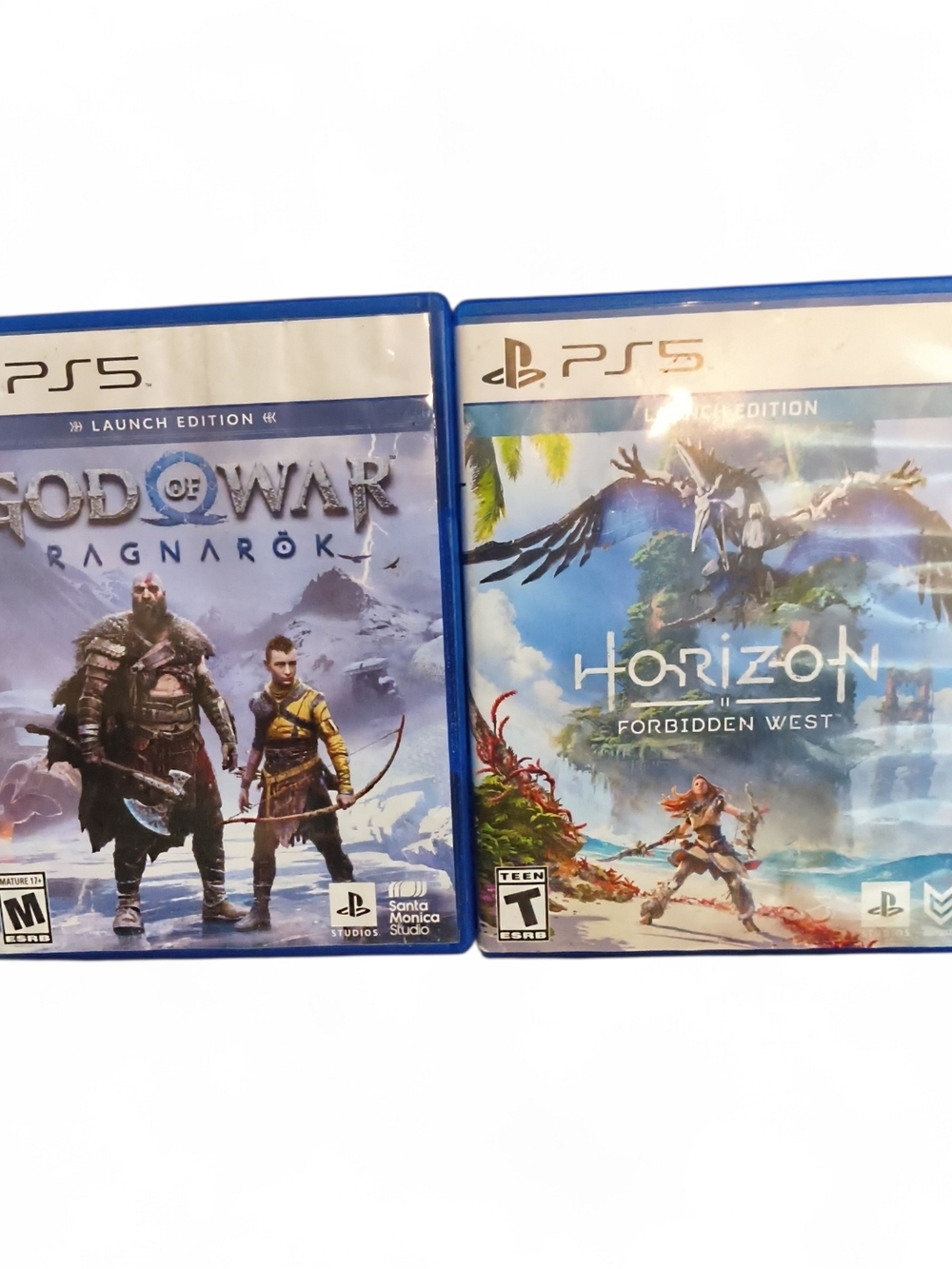 Sony PS5 Horizon Forbidden West & God of War Ragnarok Game Bundle - Blue Cases